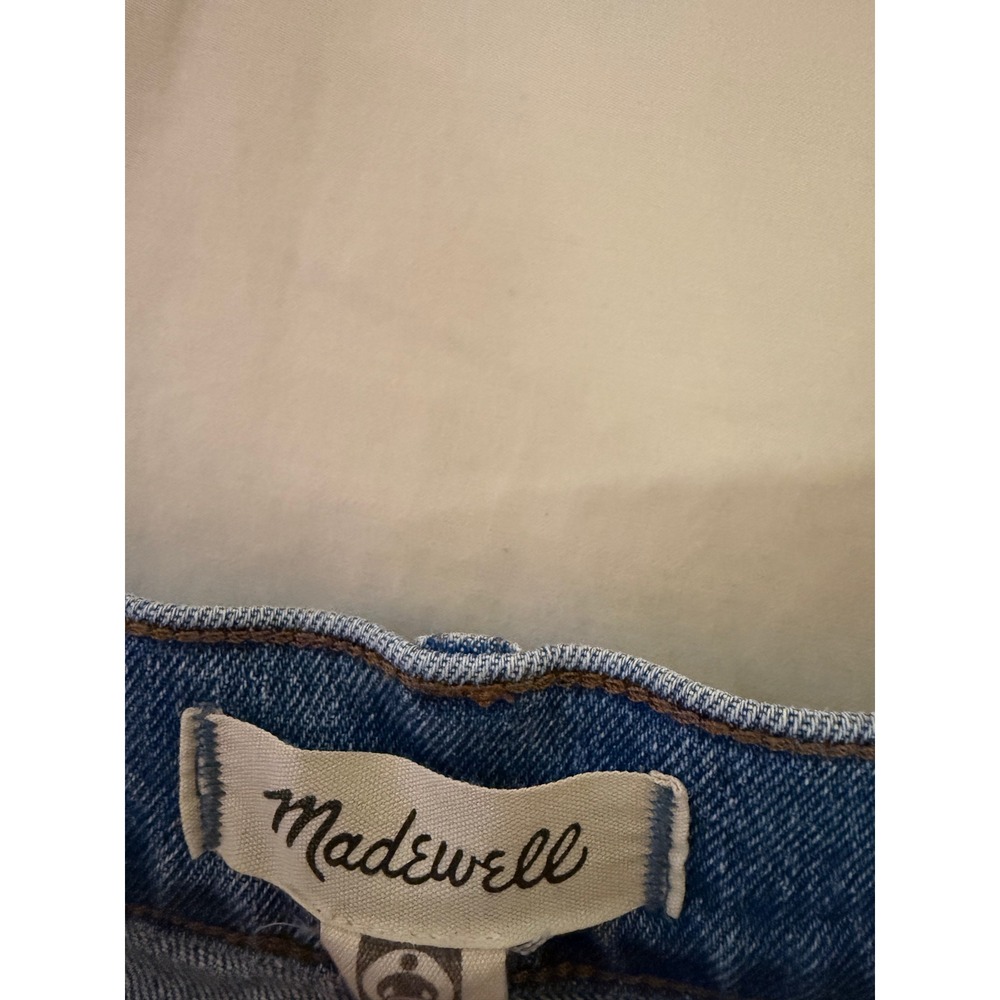 Madewell The Perfect Mid Length Jean Short Women 28 Blue Denim Raw Hem - Picture 8 of 11